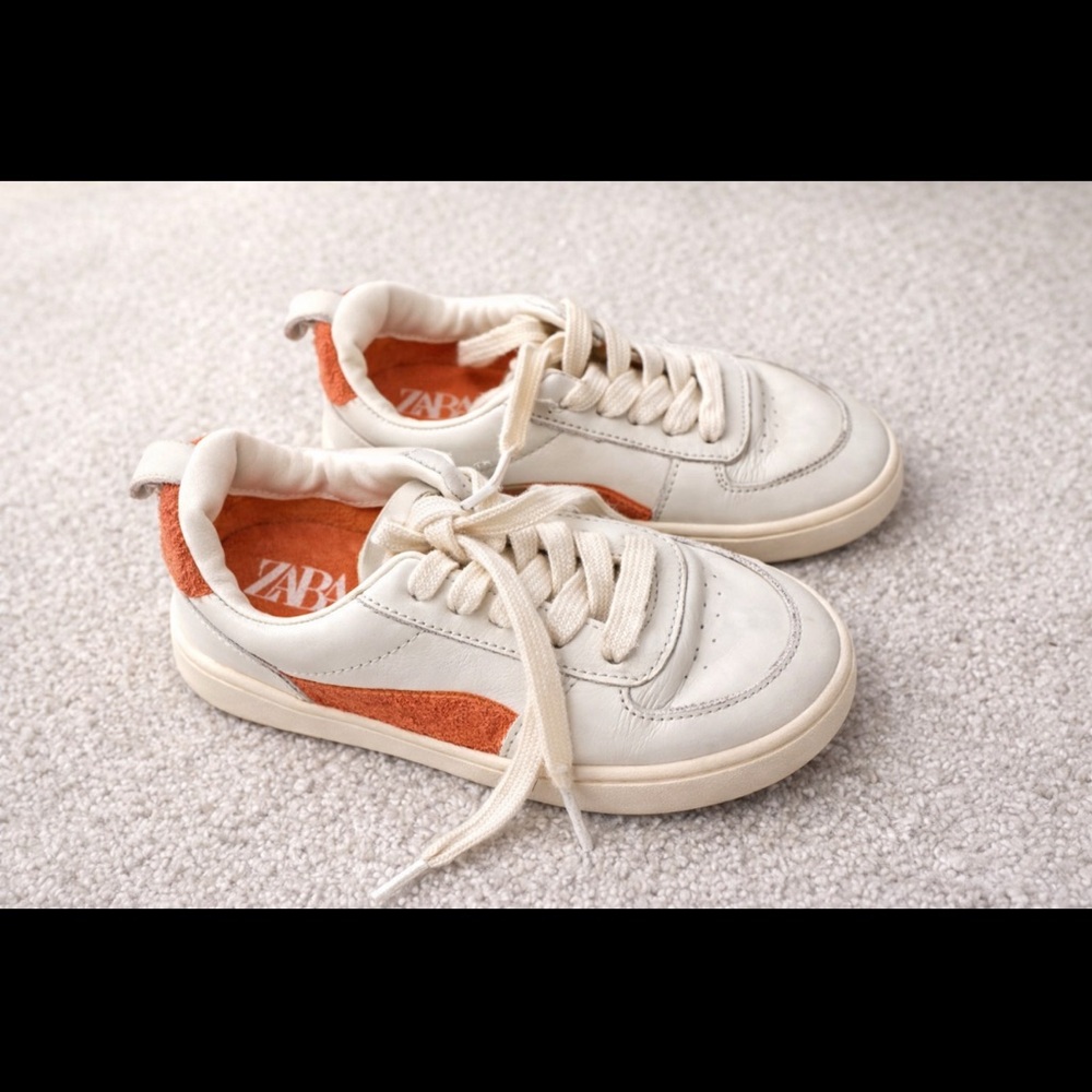 Zara Cream and Orange Kids Sneakers